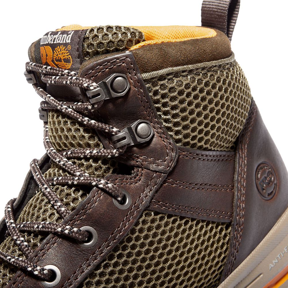 Botas Pro Timberland Hombre Pro Drivetrain Comp Toe Mid Marrones Oscuro - Chile YMQ-786340